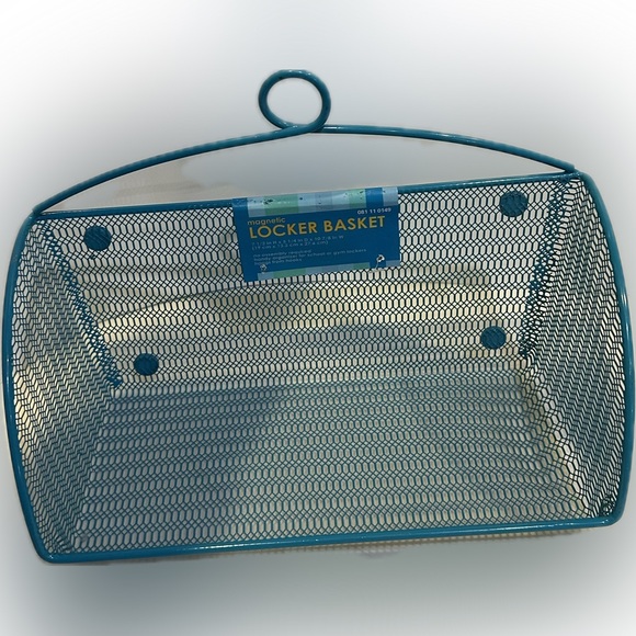 NEW VTG MAGNETIC LOCKER BASKET BLUE TEAL SCHOOL GYM WORK WORKOUT ORGANIZE STYLE - Picture 6 of 9